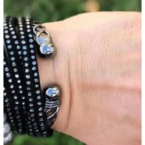 NWT - 🖤 HEMATITE LIFESTYLE OPEN BRACELET WEAR DIFFERENT WAYS ARM PARTY STARTER - Picture 2 of 7
